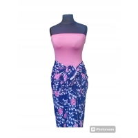 Duża sukienka plażowa - eleganckie PAREO XXL szyfon różowe kwiaty